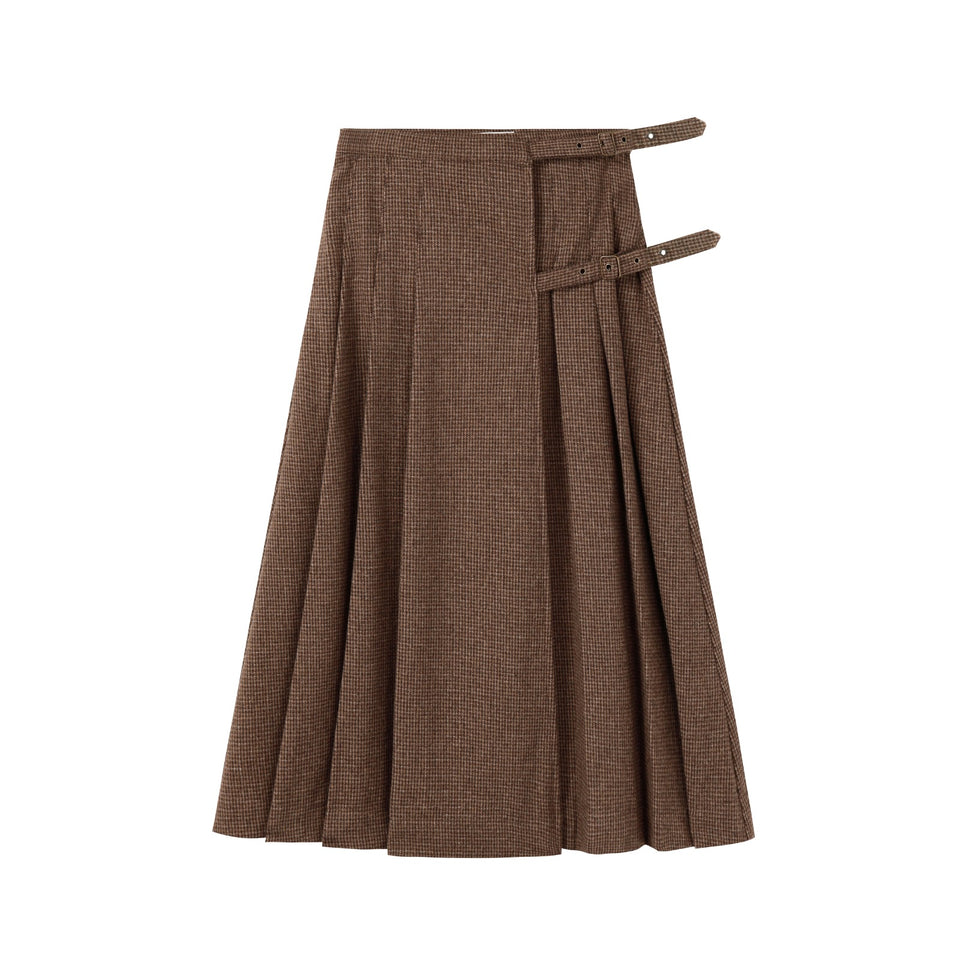 Nou Nelle Brown Teen Wool Plaid Skirt
