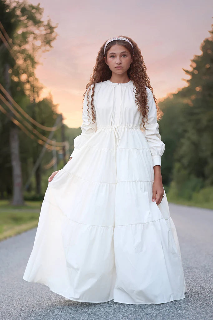 Little Tempest Cream Tiered Teens Gown