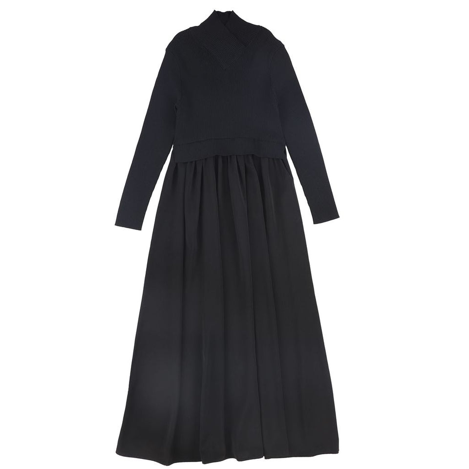 Bamboo Black V-Neck Overlay Maxi Dress