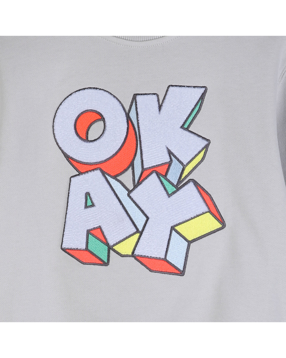 Billie Blush Quiet Grey "Okay" Crewneck Sweater
