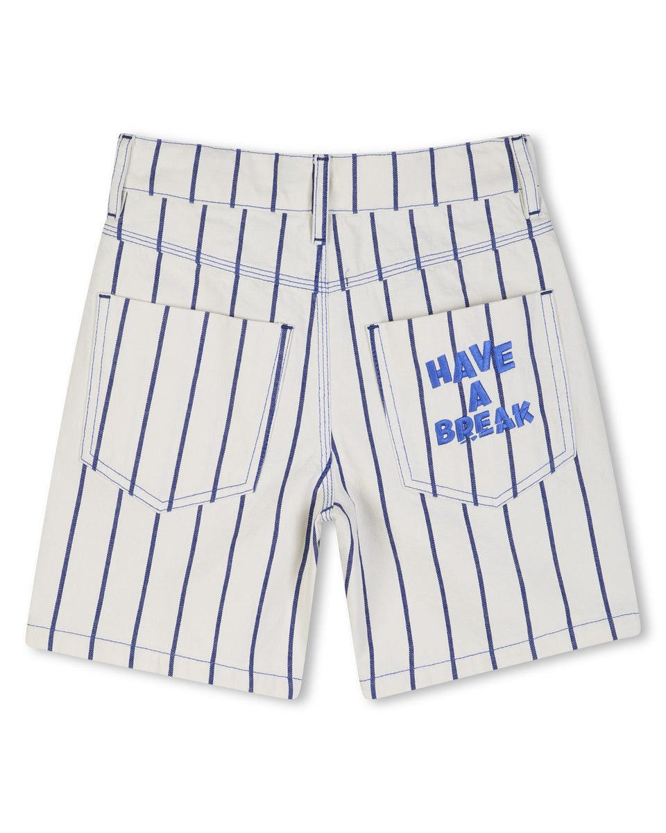 Billie Blush White/Blue Striped Bermuda Shorts