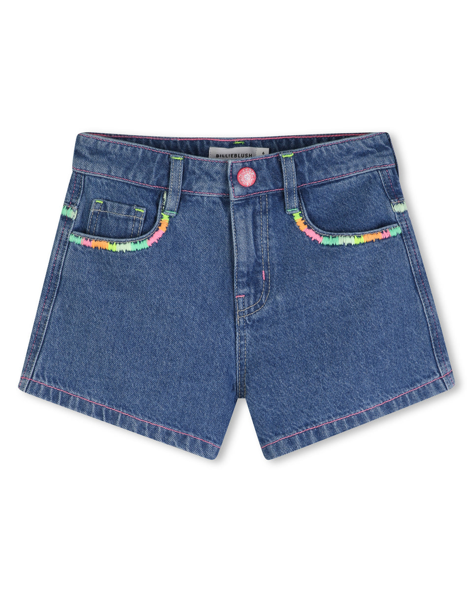 Billie Blush Embroidered Denim Shorts