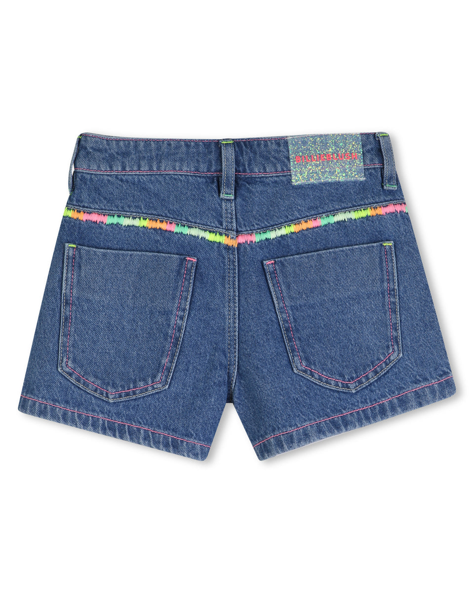 Billie Blush Embroidered Denim Shorts
