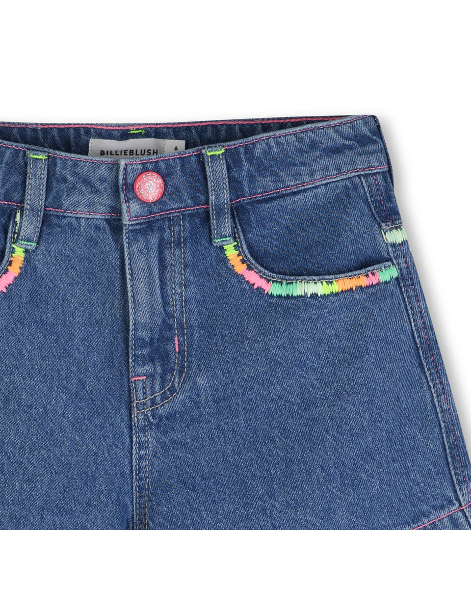 Billie Blush Embroidered Denim Shorts