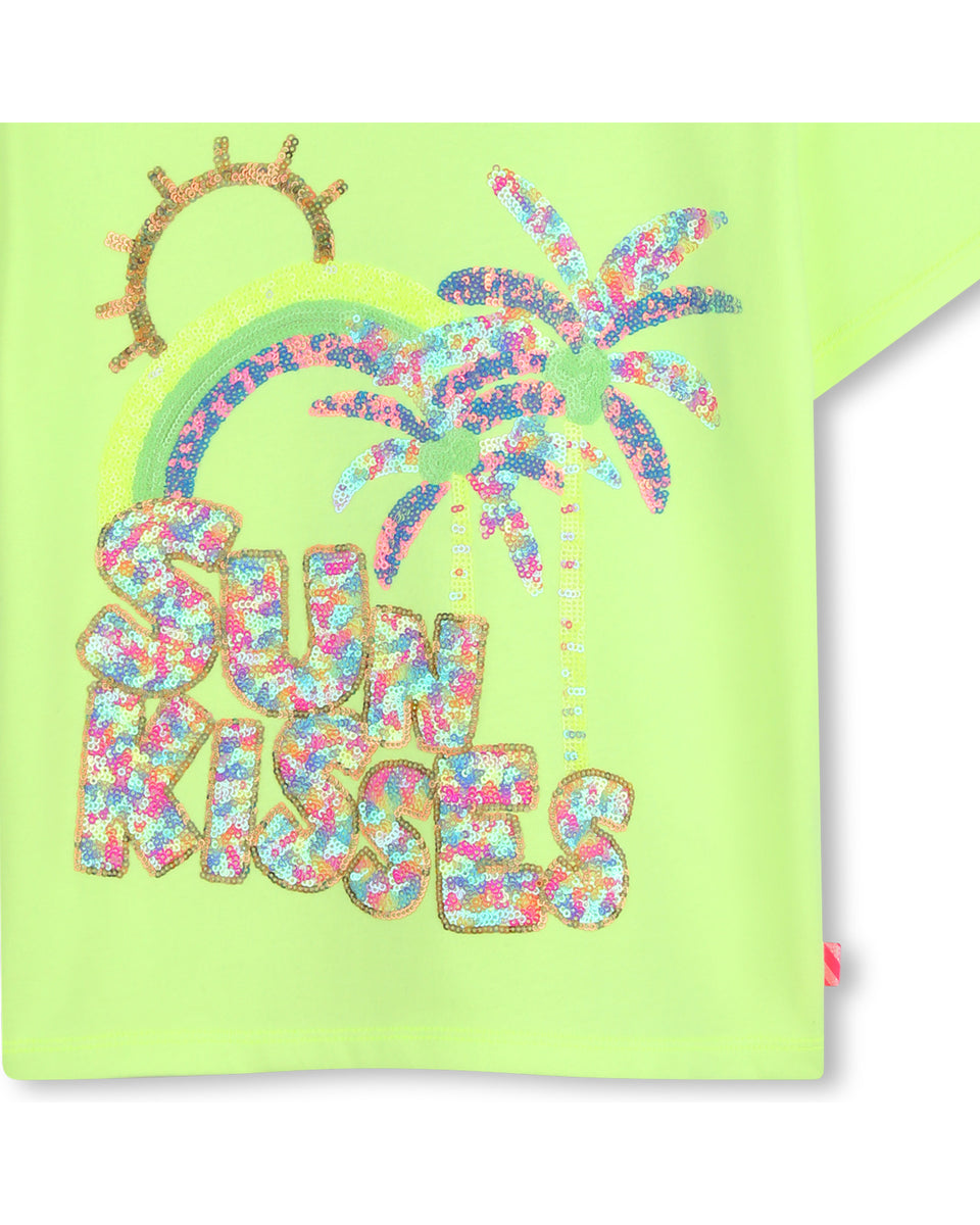Billie Blush Green Lemon Sequin Graphic S/S T-Shirt