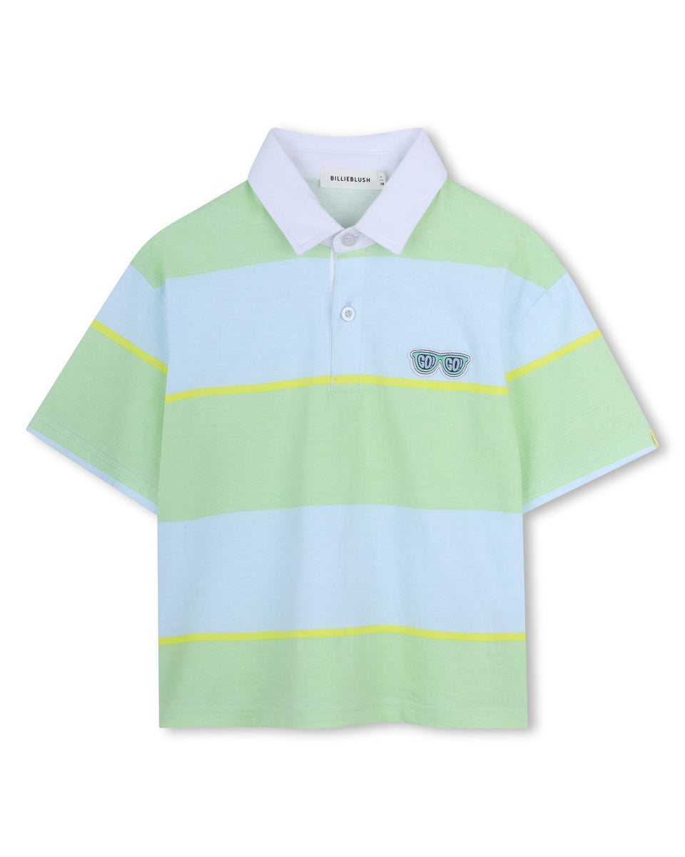 Billie Blush Sea Green Stripe S/S Polo Shirt