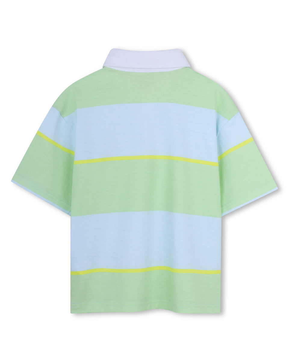 Billie Blush Sea Green Stripe S/S Polo Shirt
