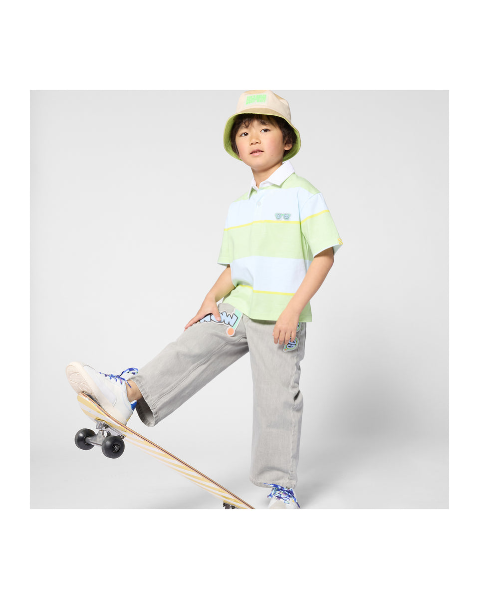 Billie Blush Sea Green Stripe S/S Polo Shirt