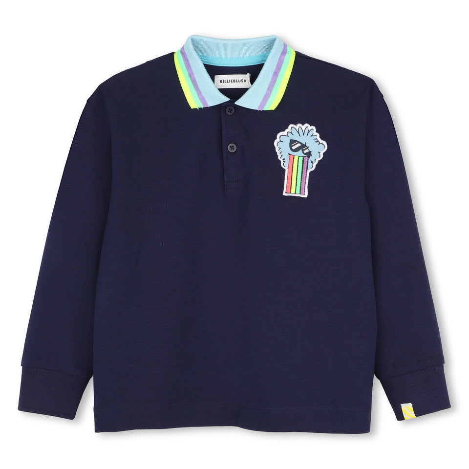 Billie Blush Navy Boys Long Sleeve Polo Shirt