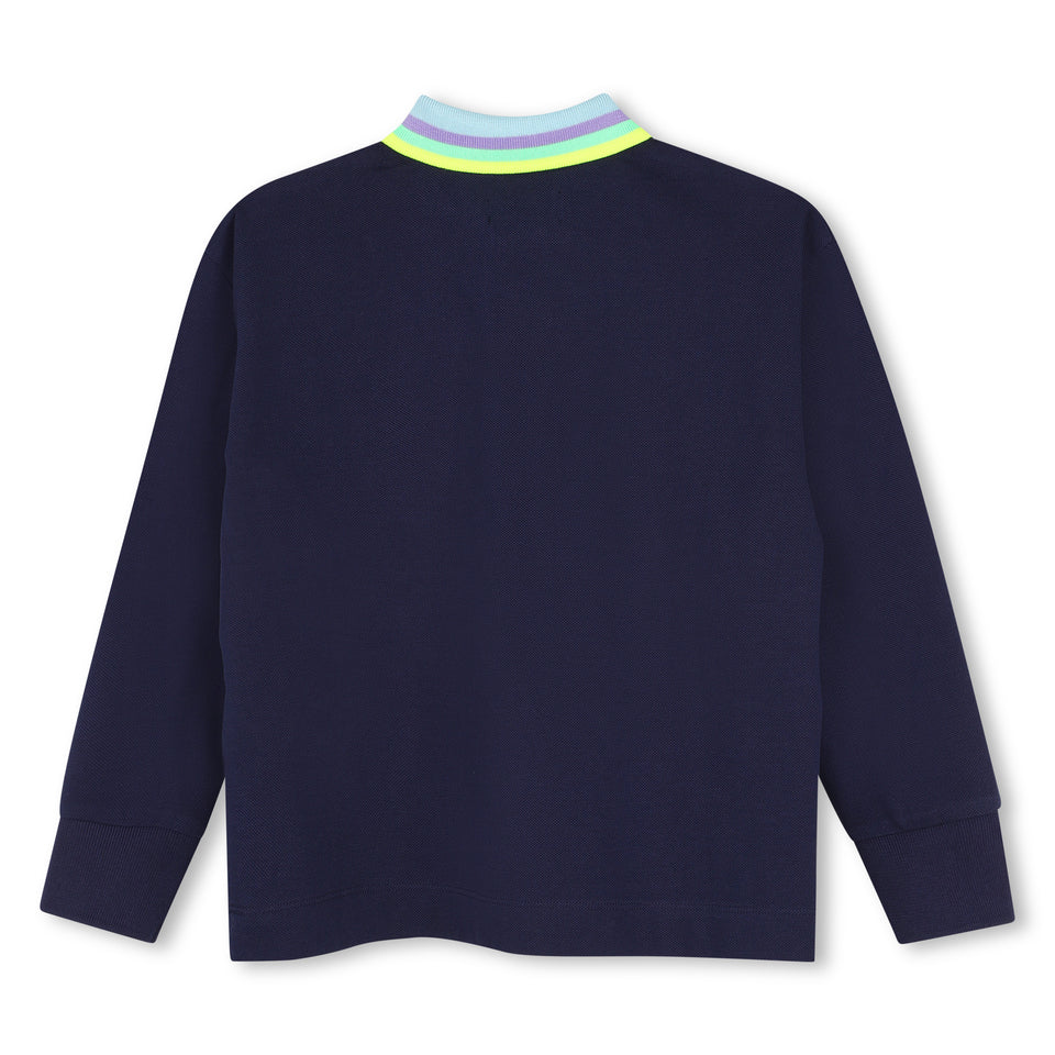Billie Blush Navy Boys Long Sleeve Polo Shirt