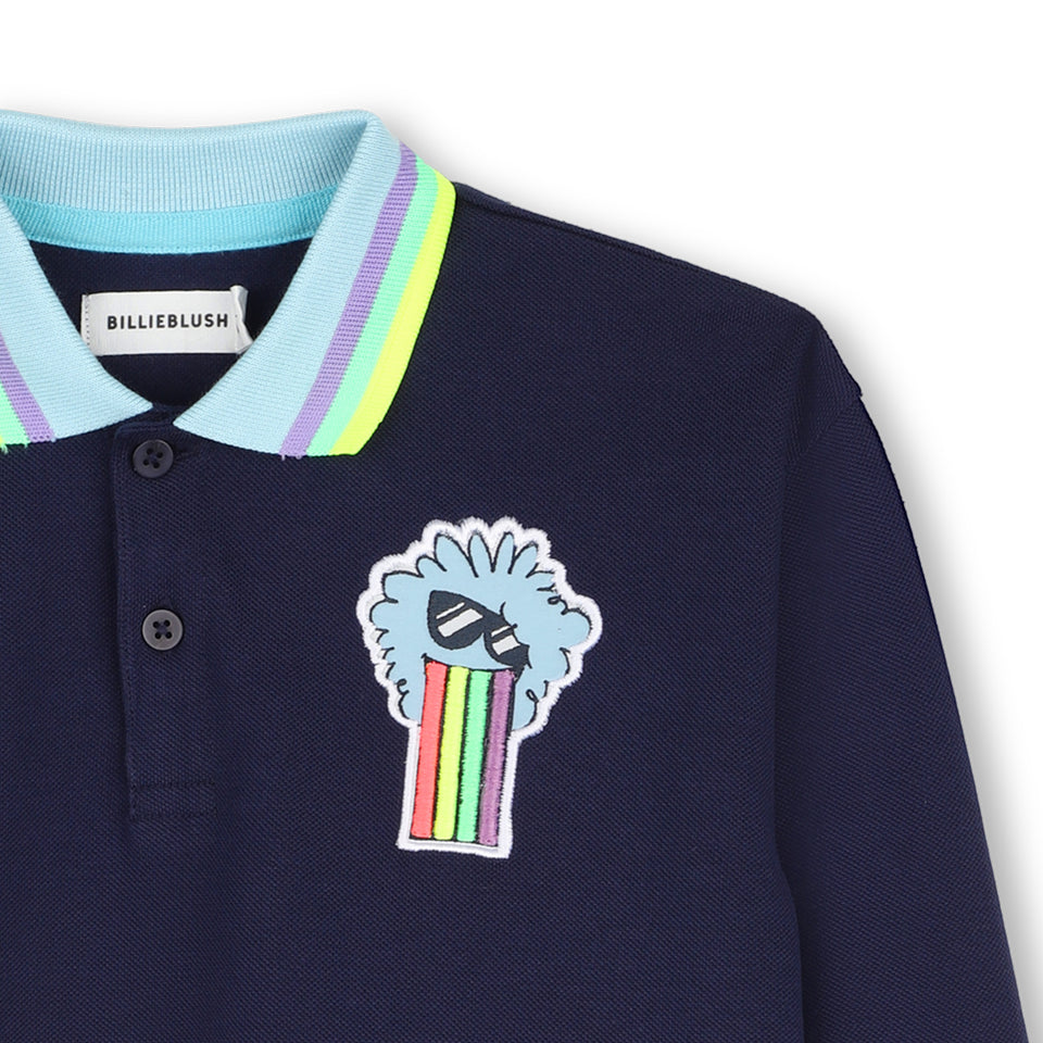 Billie Blush Navy Boys Long Sleeve Polo Shirt