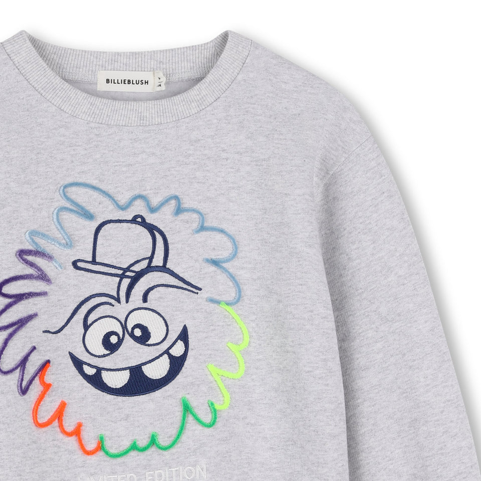 Billie Blush Chine Grey Monster Graphic Crewneck Sweatshirt