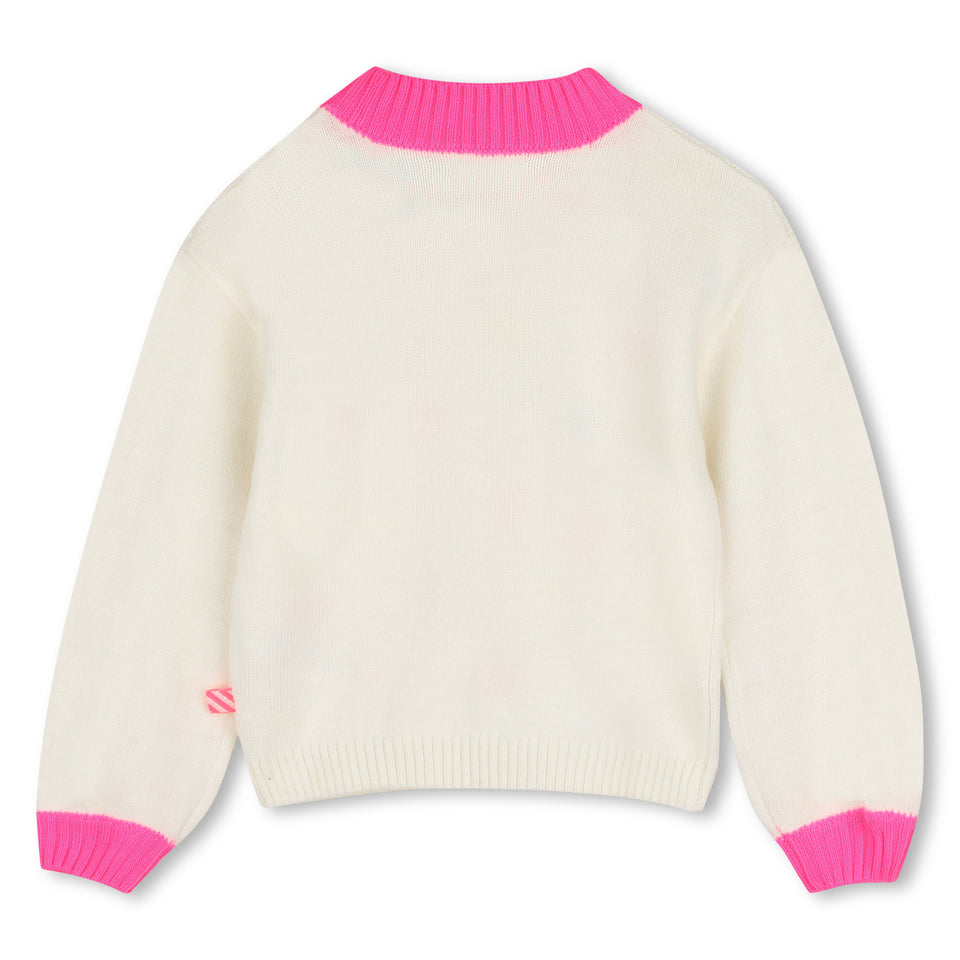 Billie Blush Ivory Multicolor Embroidered Heart Sweater