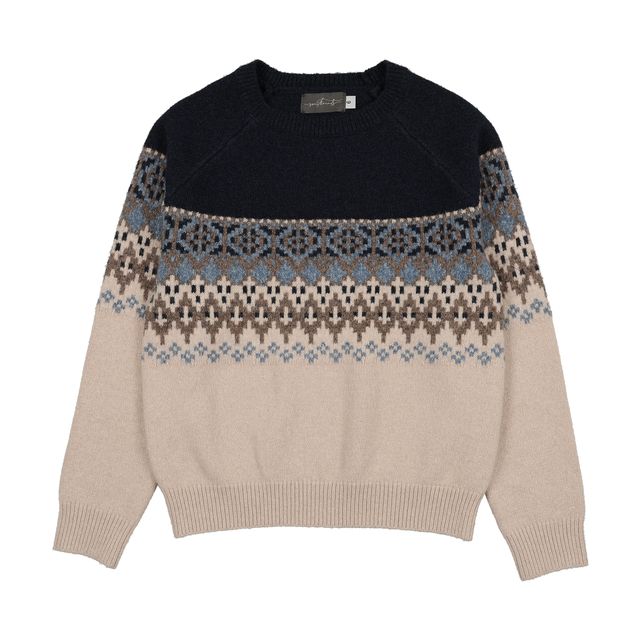 Sweet Threads Navy Blue Mountain Heirloom Crew Sweater