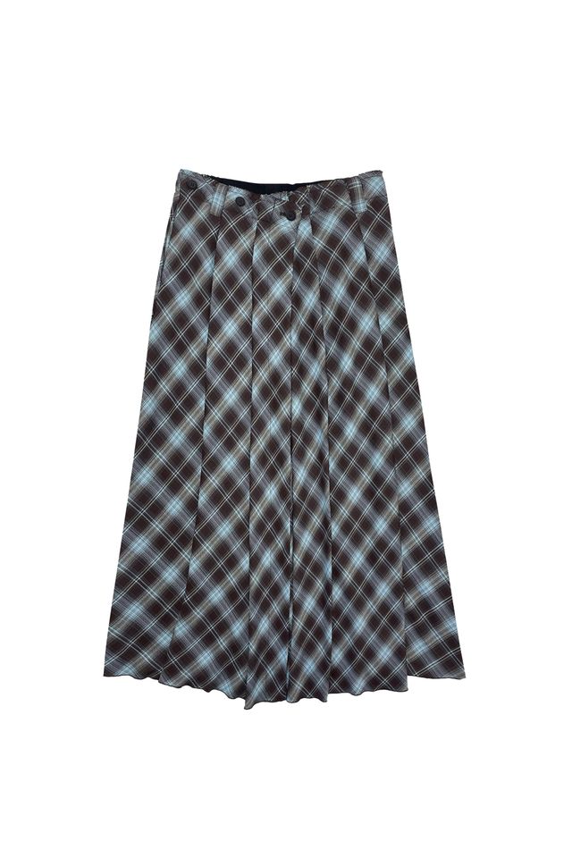 Elle oh Elle Skylar Blue/Brown Plaid Skirt