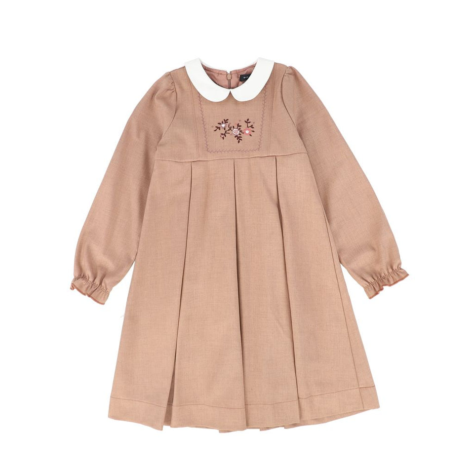 Bamboo Pink Wool Embroidered Dress