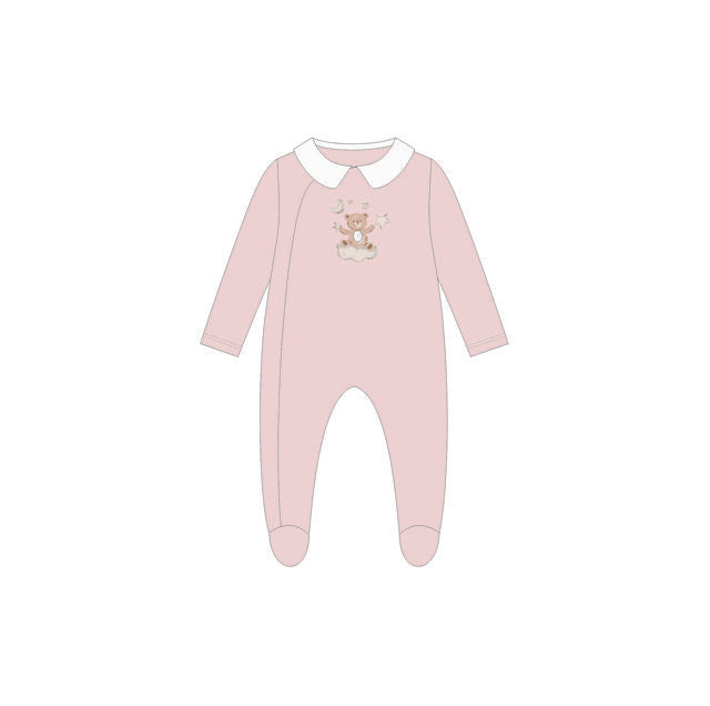 Patachou Sweet Pink Front Teddy Bear Print Footie