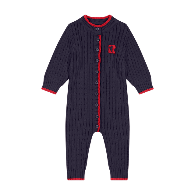 Retrokid Aspen Navy Cable Knit Romper