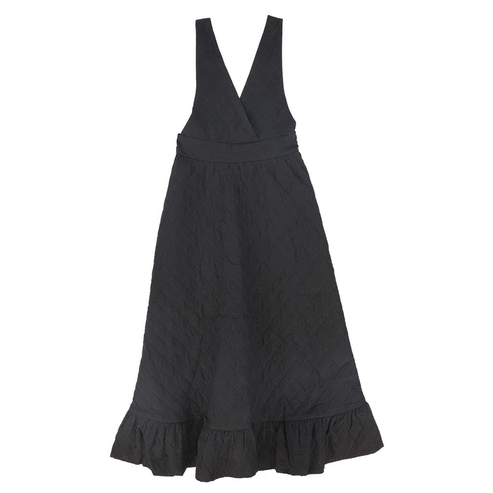 Valentina Black Quilted Taffeta V-Neck Jumper