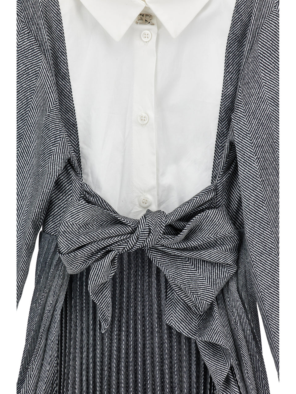 Ermanno Scervino Grey Metallic Pleated Collar Dress