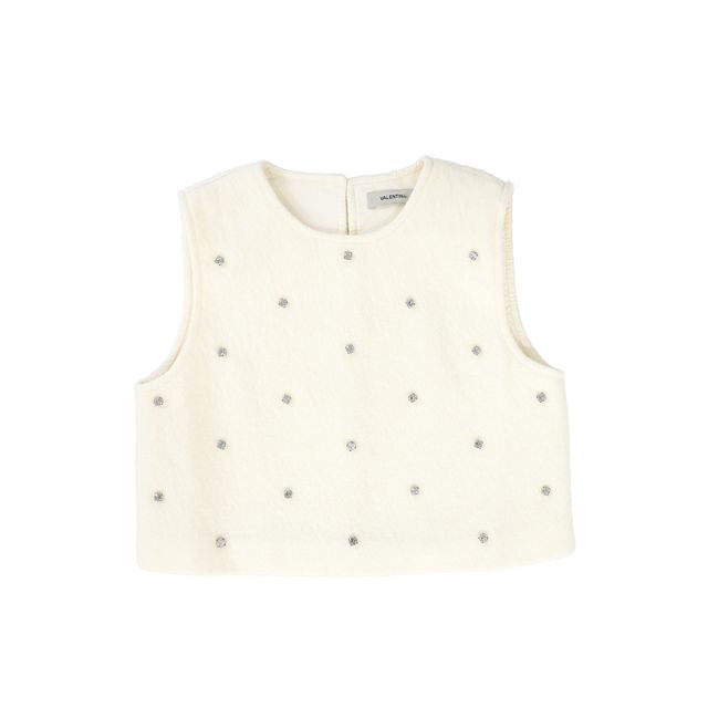 Valentina Ivory Jewel Wool Vest