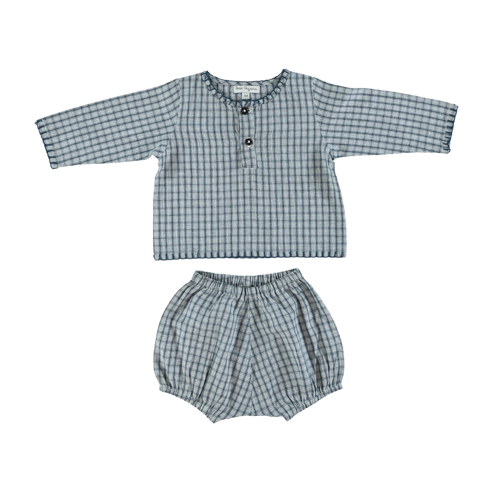 Bebe Organic Rigal Blue Check Baby Set