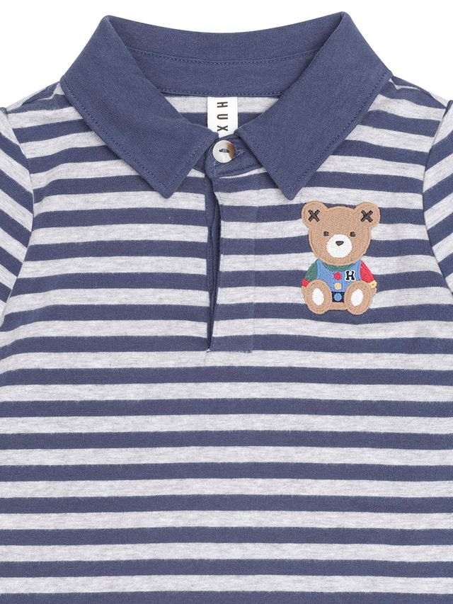 Hux Ink Grey Marle Ink Stripe Polo