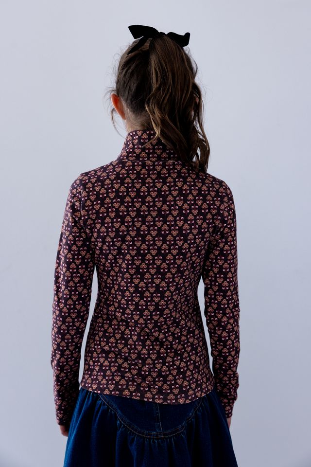 Steph Wallpaper Print Jersey Turtleneck Top