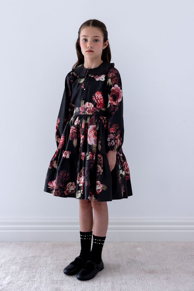 Petite Amalie Black Floral Poplin Blouse