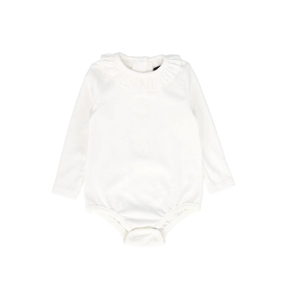 Bamboo White Ruffle Long Sleeve Onesie