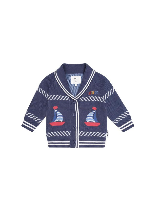 Hux Ink Nautical Shawl Collar Cardigan