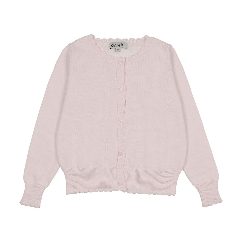 Kin Kin Light Pink Scalloped Edge Cardigan