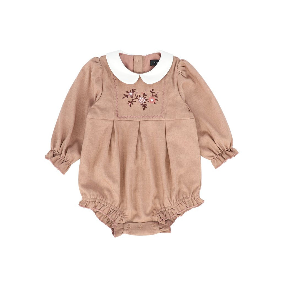 Bamboo Pink Wool Embroidered Romper