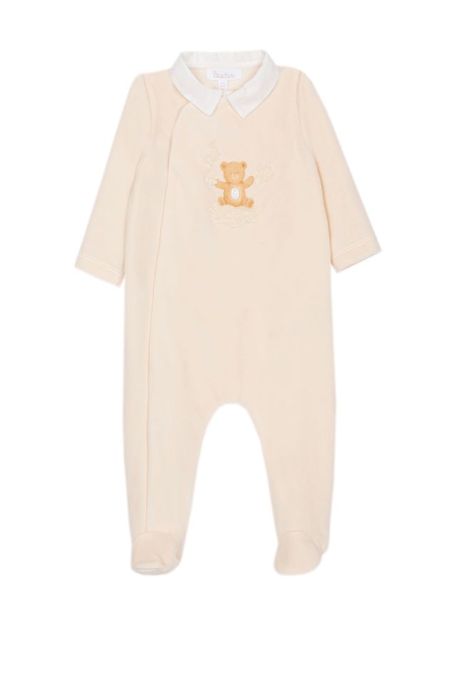 Patachou Beige Front Teddy Bear Print Footie