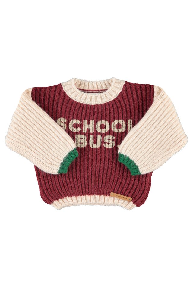 Piupiuchick Bordeaux & Ecru "School Bus" Knit Sweater