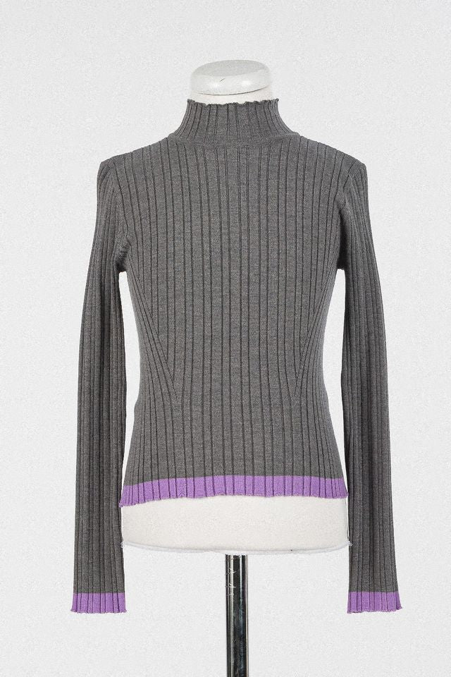 Twinset Medium Grey Melange Knit Turtleneck
