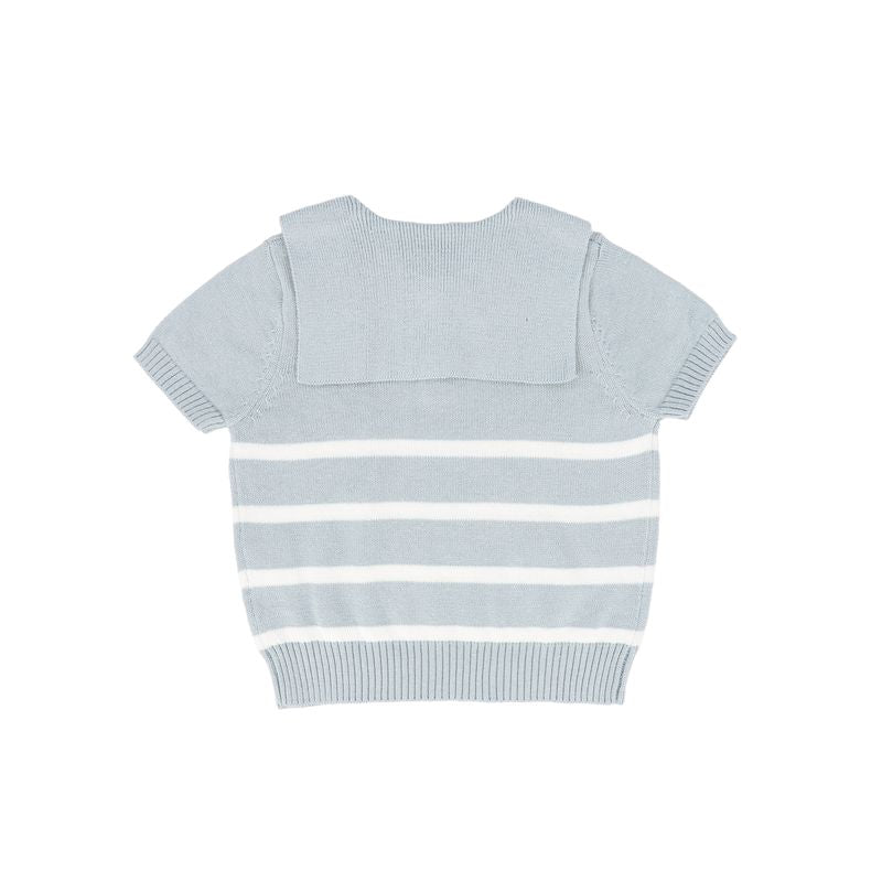 Le Bourdon Blue Trim Knit S/S Sweater