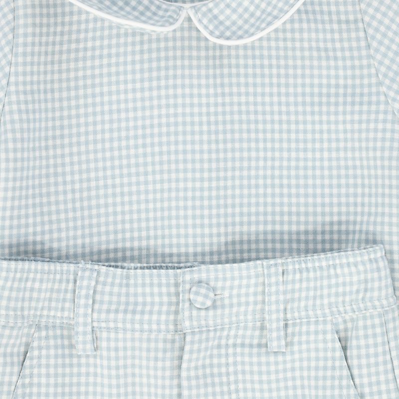 Le Bourdon Light Blue Linen Piped Collar Set