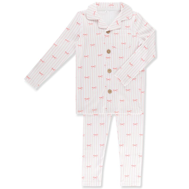 Little Label Pink Bow Print Grandpa Pajama