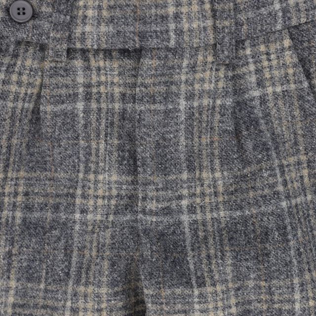 Le Bourdon Grey Plaid Print Pants- Removable Straps