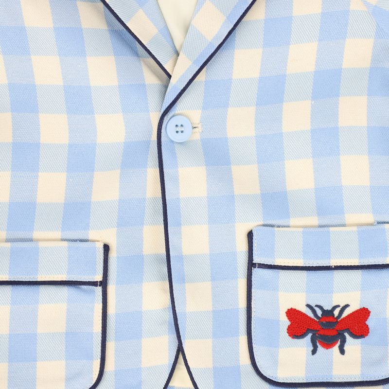 Le Bourdon Light Blue Checked Pocket Blazer