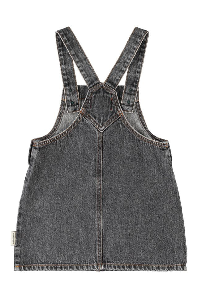 Piupiuchick Washed Black Denim Apple Print Dress