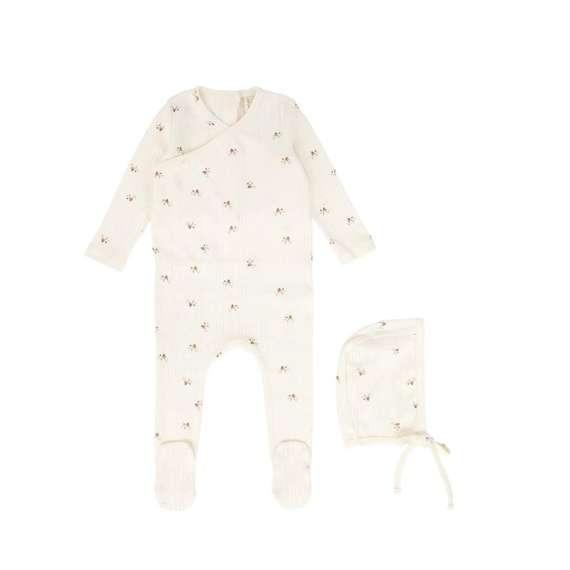 Bebe Jolee White/Pink Pointelle Wrap Footie
