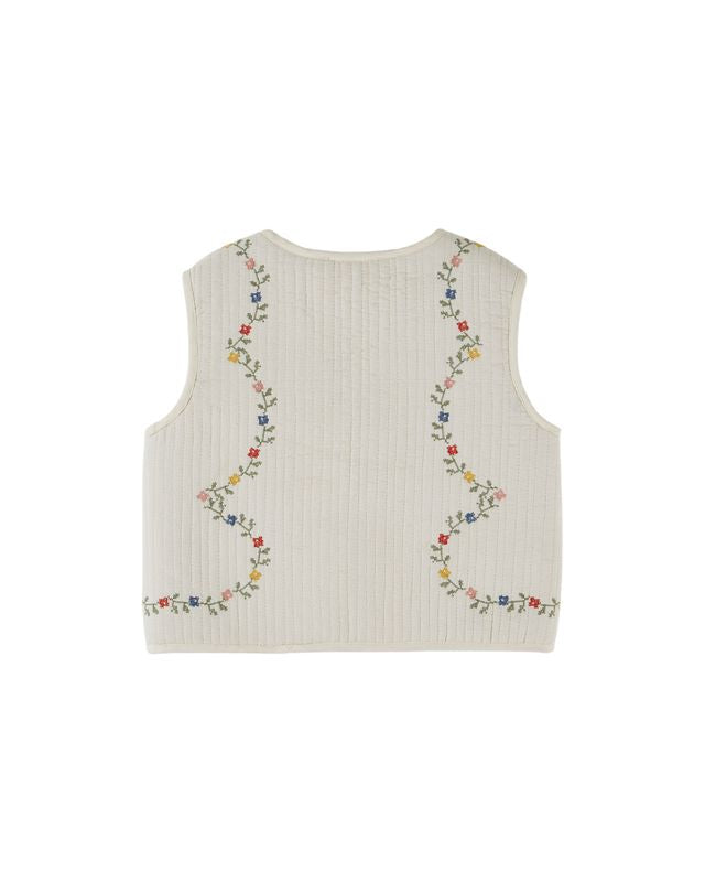 Emile & Ida Ecru Cross Stitch Vest
