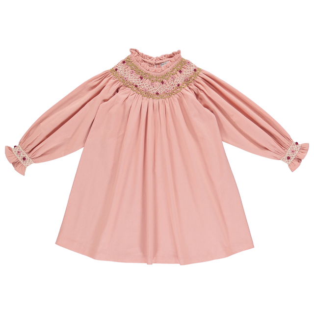 Bebe Organic Margot Smocked Dusty Rose Dress