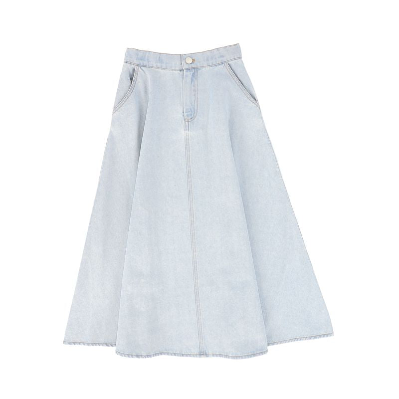 Valentina Light Blue Denim Fly Front Skirt