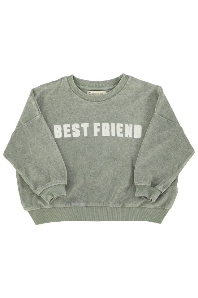Piupiuchick Washed Green "Best Friend" Print Sweatshirt