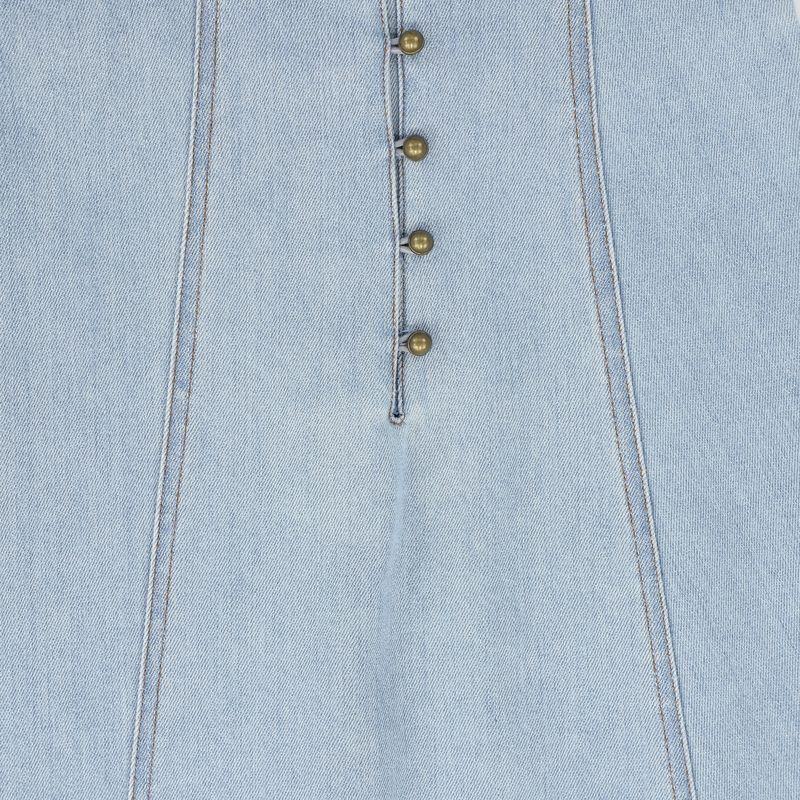 Bace Light Blue Denim Button Seam Skirt