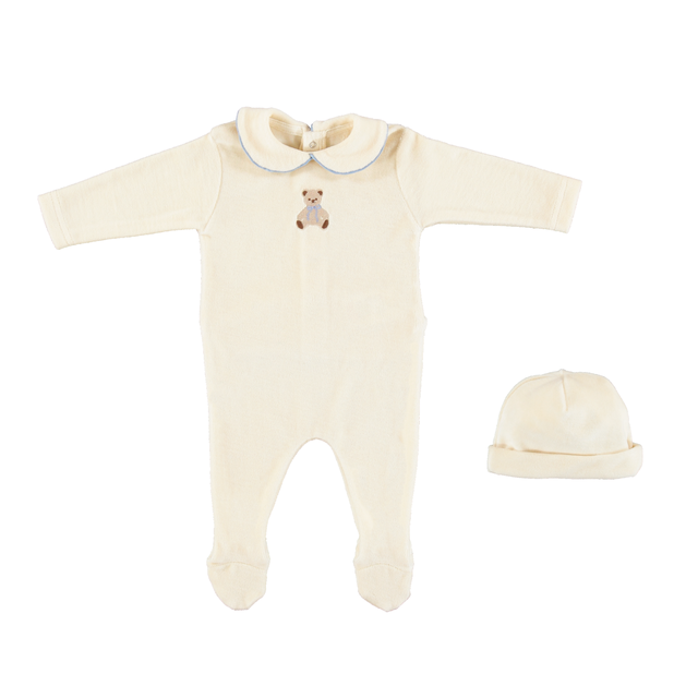 Bebe Organic Eden Collar Teddy Velour Natural Set