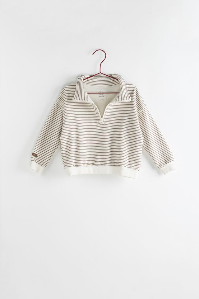 Please Mom Stripe Half Zip Sweater